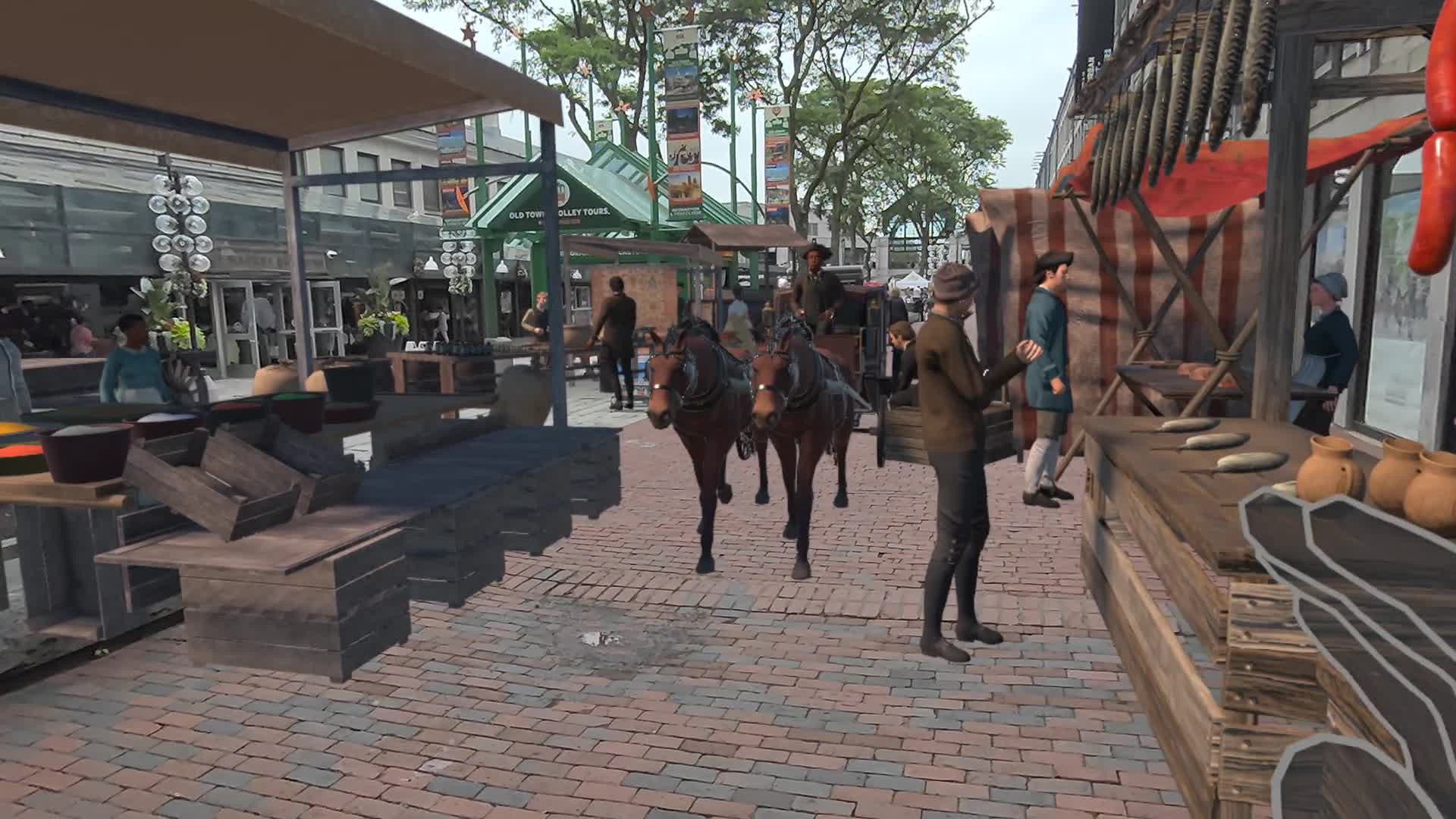 Historical market scene viewed through History Glasses in XR