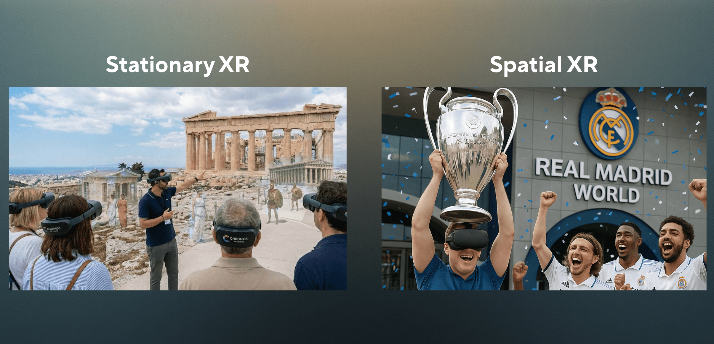 Diagram of XR headset, AR glasses, and phone formats for tours and exhibits